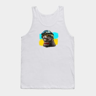 Ukrainian cat warrior with middle finger Tank Top